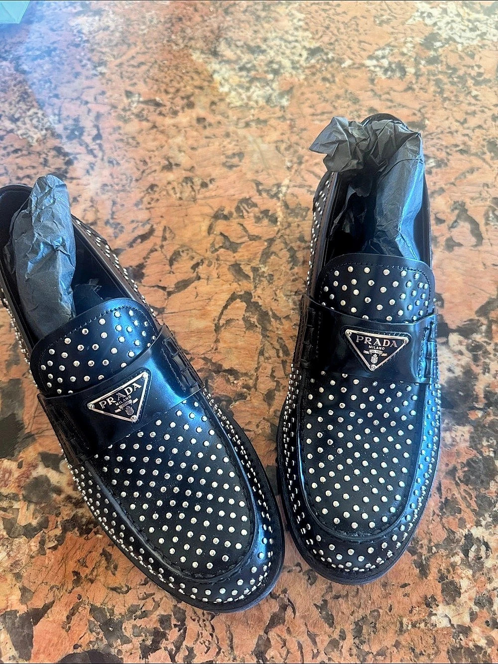 Prada Studded loafers Black 37 (US 7) Like New - Picture 2 of 8